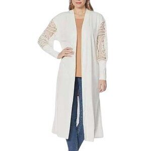 G by Giuliana Lace-Sleeve Duster Cardigan LARGE